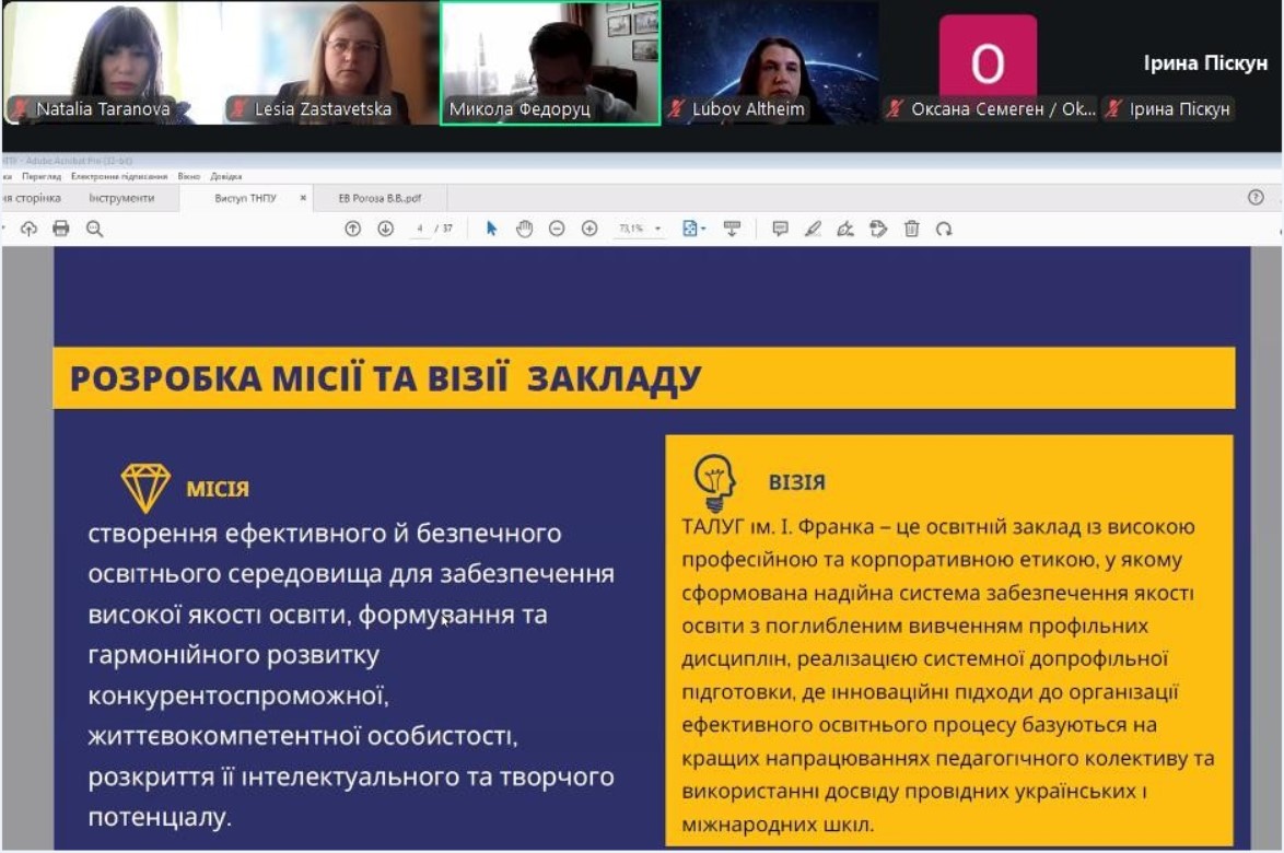 Про місію та візію закладу на початку передпілотування